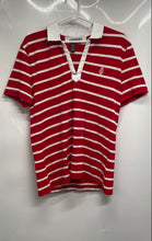 Load image into Gallery viewer, Lauren Ralph Lauren Womens Red Striped Cotton Golf Polo Shirt Size Large
