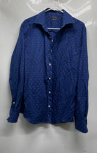 Load image into Gallery viewer, Tommy Hilfiger Mens Blue Print Untucked Length Dress Shirt Size L 16 34/35
