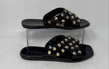 Load image into Gallery viewer, Forever Womens Jelly Black Studded Open Toe Slip-On Slide Sandals Size 7
