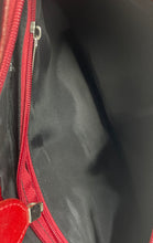 Load image into Gallery viewer, Florence Womens Black Red Leather Inner Pocket Push Lock Zip Top Shoulder Bag
