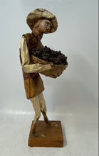 Load image into Gallery viewer, Vintage Handmade Mexican Folk Art Man Holding Basket Figurine Collectible
