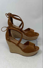Load image into Gallery viewer, UGG Womens Reagan Brown Suede Peep Toe Wedge Heel Espadrille Sandals Size 8
