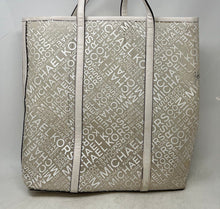 Load image into Gallery viewer, Michael Kors Womens Beige White Signature Print Double Handle Tote Handbag
