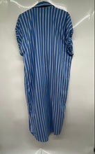 Load image into Gallery viewer, Zara Womens Blue White Striped Short Sleeve Oversized Midi Shirt Dress Size XS-S
