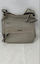 Load image into Gallery viewer, Calvin Klein Womens Gray Leather Inner Pocket Adjustable Strap Crossbody Bag
