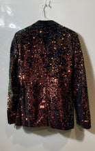 Load image into Gallery viewer, ASOS Mens Blue And Gold Sequins Single-Breasted One-Button Blazer Size 38
