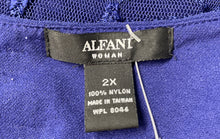 Load image into Gallery viewer, Alfani Womens Blue Short Sleeve Swiss-Dot Diamond Mesh Overlay Blouse Top Sz 2X
