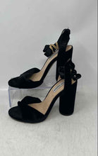 Load image into Gallery viewer, Steve Madden Womens Clary-V Black Buckle Block Ankle Strap Heels Size 7.5M
