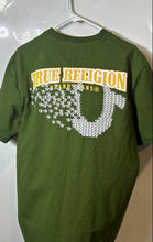 Load image into Gallery viewer, True Religion Mens Green Mini Buddha Logo Short Sleeve Pullover T-Shirt Size L
