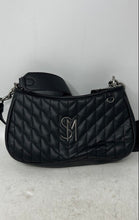Load image into Gallery viewer, Steve Madden Womens Elodie Black Quilted Faux Leather Zip Top Crossbody Bag
