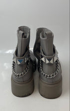 Load image into Gallery viewer, Marc Fisher Womens Waty Gray Leather Studded Side Zip Ankle Boots Size 8M
