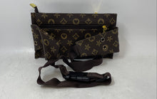 Load image into Gallery viewer, Lany Womens Brown Monogram Leather Outer Pockets Adjustable Strap Fanny Pack
