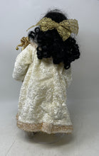 Load image into Gallery viewer, Petite Porcelains By Barbara Lee Curly Black Hair Plush Bear Cream Outfit Doll

