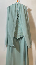 Load image into Gallery viewer, Nina Nischelle Womens Celadon Beaded Long Maxi Dress With Matching Scarf Size 14

