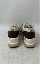 Load image into Gallery viewer, Michael Kors Womens Silas White Brown Monogram Lace-Up Sneaker Shoes Size 7.5

