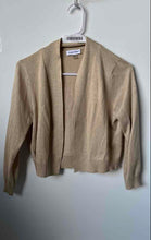 Load image into Gallery viewer, Calvin Klein Womens Khaki Shimmer Open Front Cropped Cardigan Sweater Size M
