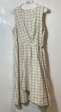 Load image into Gallery viewer, Mango Womens Beige Check Sleeveless Round Neck Back Zip Midi A-Line Dress Sz 10
