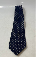 Load image into Gallery viewer, Tie Rack Mens Blue Printed Silk Adjustable Keeper Loop Formal Pointed Tie
