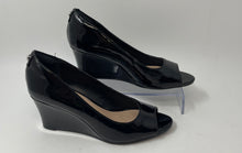 Load image into Gallery viewer, Kelly &amp; Katie Womens Sovena Black Open Toe Formal Wedge Pump Heels Size 6.5
