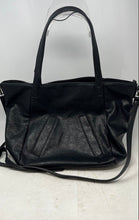 Load image into Gallery viewer, Antik Kraft Womens Black Faux Leather Detachable Strap Zip Top Tote Handbag
