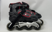 Load image into Gallery viewer, Airwalk Mens Black Red Adjustable Strap Ratchet Buckle Inline Skates Size 6-7
