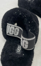 Load image into Gallery viewer, UGG Womens Fluff Yeah 1125232 Black Sparkle Open Toe Slide Slippers Size 7

