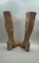 Load image into Gallery viewer, Charlotte Russe Womens Cream Block Heel Side-Zip Knee-High Riding Boots Size 9
