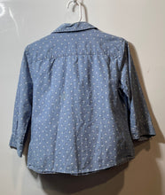 Load image into Gallery viewer, Karen Scott Womens Blue Polka Dot Denim 3/4 Sleeve Button-Up Shirt Size M Petite
