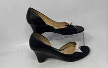 Load image into Gallery viewer, Ann Taylor Loft Womens Black Leather Peep Toe Slip-On D'Orsay Heels Size 7M
