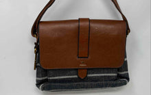 Load image into Gallery viewer, Fossil Womens Kinley Multicolor Striped Denim Leather Flap Crossbody Handbag
