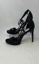 Load image into Gallery viewer, Michael Kors Womens Black Glitter Open Toe Stiletto Ankle Strap Heels Size 8M
