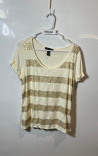 Load image into Gallery viewer, INC International Concepts Womens Beige Striped Scoop Neck Blouse Top Size L
