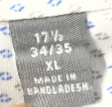 Load image into Gallery viewer, Michael Kors Mens White Blue Geometric Pattern Long Sleeve Dress Shirt Size 17.5

