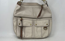 Load image into Gallery viewer, Fossil Womens Morgan Traveler Beige Pebbled Leather Outer Pockets Crossbody Bag
