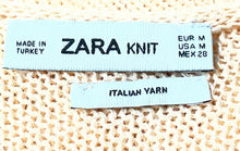 Load image into Gallery viewer, Zara Womens Peach Knit Collarless Asymmetrical Sleeve Pullover Sweater Size M
