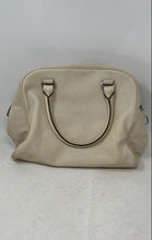 Load image into Gallery viewer, Michael Kors Womens Beige Pebbled Leather Double Handle Charm Satchel Bag
