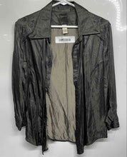 Load image into Gallery viewer, Mens Black Long Sleeve Embroidered Collared Button-Up Shirt Size Large
