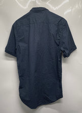 Load image into Gallery viewer, Zara Man Mens Blue Print Short Sleeve Collared Slim Fit Button-Up Shirt Size L
