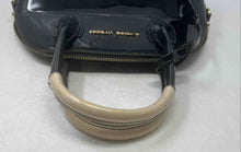 Load image into Gallery viewer, Adrienne Vittadini Womens Black Patent Leather Bottom Studs Dome Satchel Bag
