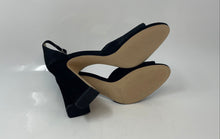 Load image into Gallery viewer, Nine West Womens Gavyn Black Buckle Block Heel Ankle Strap Heels Size 10.5
