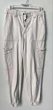 Load image into Gallery viewer, Pacsun Womens White Denim Light Wash Cargo Pocket Tapered Leg Jeans Size S
