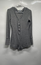 Load image into Gallery viewer, Forever 21 Womens Gray V-Neck Long Sleeve Ribbed Lounge One-Piece Romper Size S
