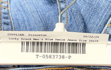 Load image into Gallery viewer, Lucky Brand Mens Blue Denim Dark Wash Pockets Straight Leg Jeans Size 36x34
