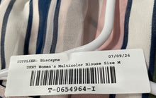 Load image into Gallery viewer, DKNY Womens Multicolor Striped Long Sleeve Pullover Blouse Top Size Medium
