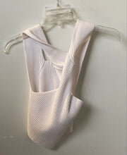 Load image into Gallery viewer, Boutique Womens White Sleeveless Knitted Ribbed Square Neck Tank Top Size L
