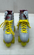 Load image into Gallery viewer, Foxy Skates Womens Blue And Yellow Round Toe Lace-Up Quad Roller Skates Size 9
