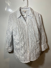Load image into Gallery viewer, JM Collection Womens White Floral 3/4 Sleeve Collared Button-Up Shirt Size 10P
