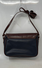 Load image into Gallery viewer, Milano Womens Dark Blue And Brown Pebble Leather Shoulder Crossbody Handbag
