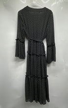 Load image into Gallery viewer, Michael Kors Womens Black White Polka Dot Tiered A-Line Dress Size Medium
