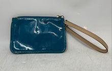 Load image into Gallery viewer, Michael Kors Womens Blue Signature Patent Leather Logo Plaque Wristlet Wallet
